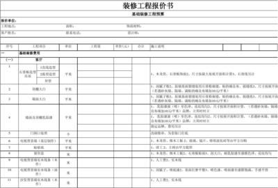 家庭裝修預算書
